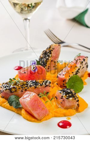 Red Tuna With Carrot Purée
