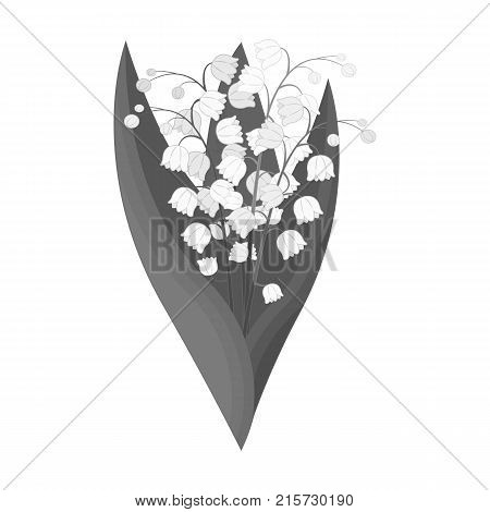 A bouquet of fresh flowers single icon in monochrome style for design. Bouquet vector symbol stock illustration .