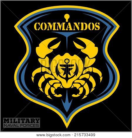 Crab - Military patch - marine theme - vactor illustration