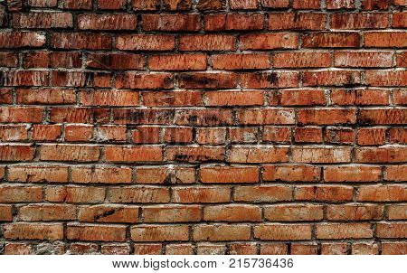 Old brick wall background. Red brick wall texture. Old brickwork
