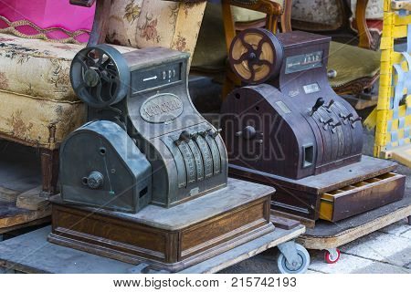 TEL AVIV-JAFFA, ISRAEL - 24 NOVEMBER 2017:Street flea market of old things and antiques in the old district of Tel Aviv