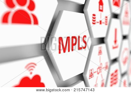 MPLS concept cell blurred background 3d illustration
