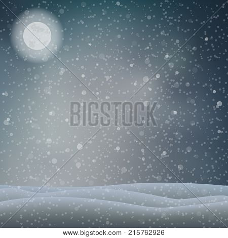 Relaxing Snowy Background With Snowflakes And Moonlight