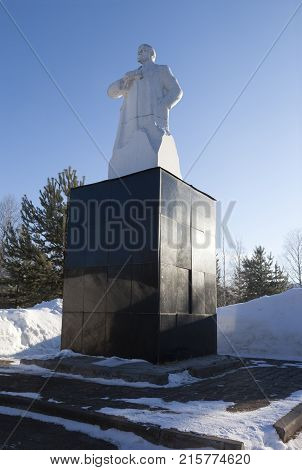 Totma, Vologda region, Russia - March 30, 2013: Monument to Lenin in Totma