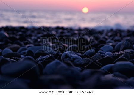 Smukke solnedgang på havet