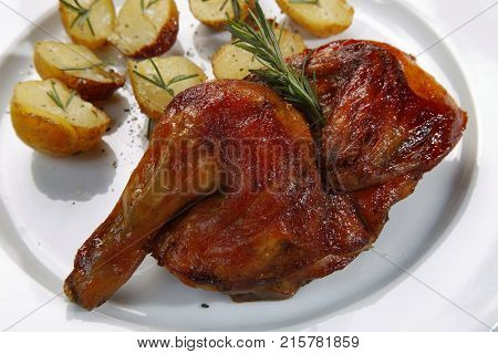 roasted chicken with garnishes