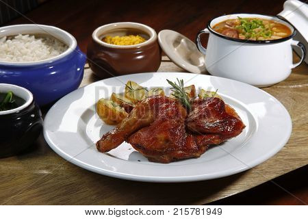 roasted chicken with garnishes