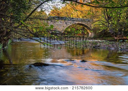 River Wansbeck below Mitford Bridge, the river rising 