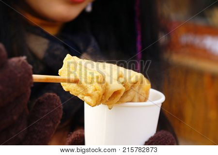Oden stick fish cake with soup Korean food