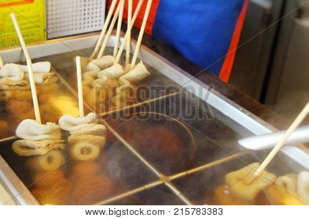 Oden stick fish cake with soup Korean food