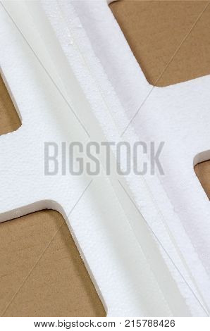 Background Image With Beige Cardboard Paper And Styrofoam Boxes Disgarded As Rubbish. The Concept Of