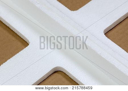 Background Image With Beige Cardboard Paper And Styrofoam Boxes Disgarded As Rubbish. The Concept Of