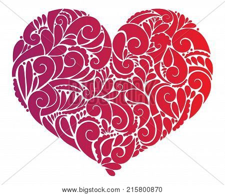 Red floral heart clipart motif vector graphic elements