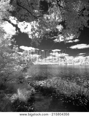 Scenic lake shot in infared for a special effect.