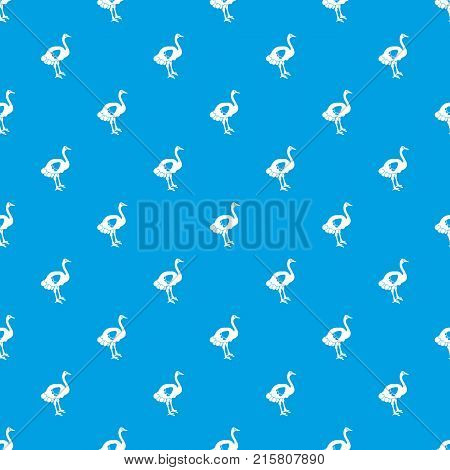 Ostrich pattern repeat seamless in blue color for any design. Vector geometric illustration