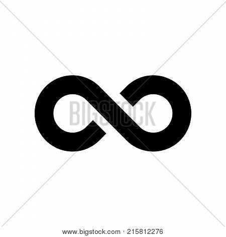 Black infinity symbol icon. Simple flat vector design element.