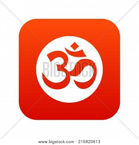 Symbol Om icon digital red for any design isolated on white vector illustration
