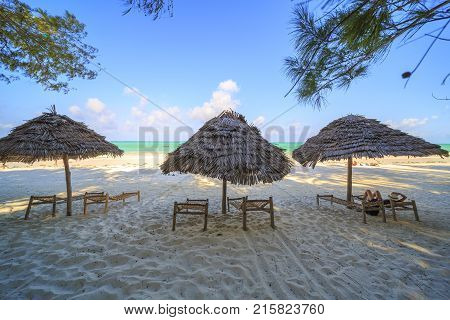 Umbrella On Stunning Tropical Beach.