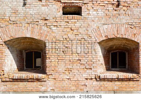 Two windows of the old brick fortress