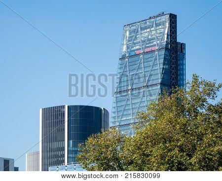 LONDON, UK - OCTOBER 1, 2015: The Cheese Grater or Leadenhall Tower office building in London, England