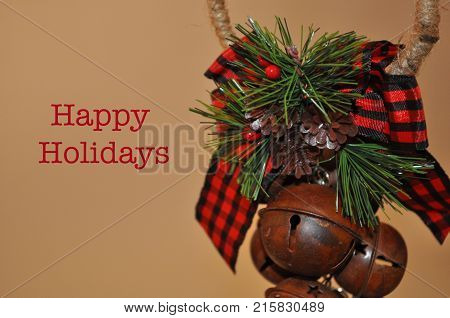 Bells Holiday and Christmas Bells for Dedcorations with Happy Holiday word for Cards