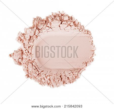 Powder face smear. Smear of foundation for face. Cosmetic smear. Isolated on white background