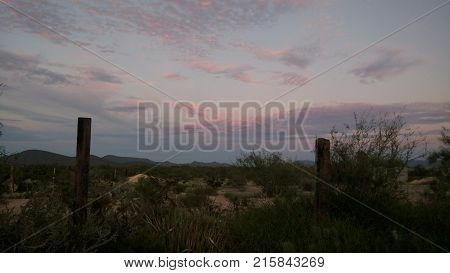 Beautiful photo of a sunset in a desert area. 