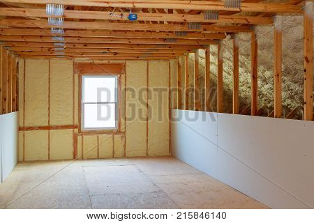 Thermal And Hidro Insulation With Spray Foam At House Construction