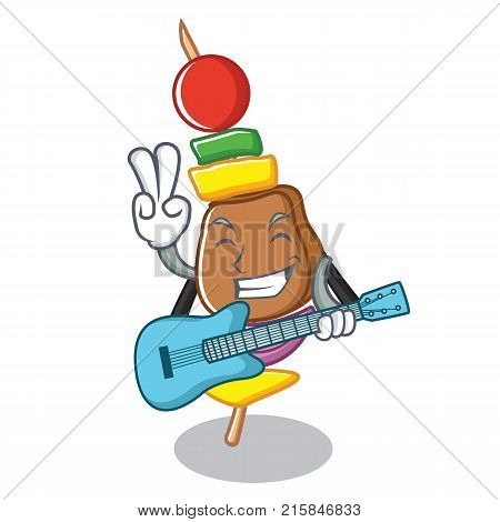 With guitar barbecue character cartoon style vector illustration