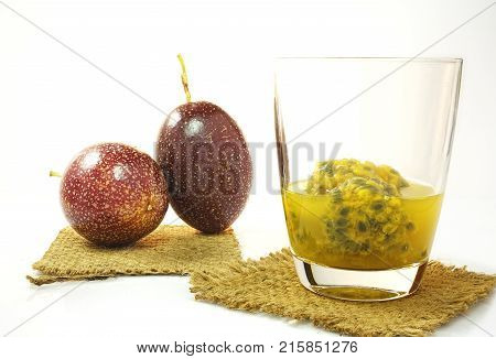 Passion fruit and passion fruit juice.Passion fruit and passion fruit juice.