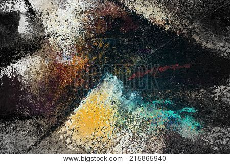 Abstract art background. Oil painting on canvas. Multicolored bright texture. Fragment of artwork. Spots of oil paint. Brushstrokes of paint. Modern art. Contemporary art. illustration arts.