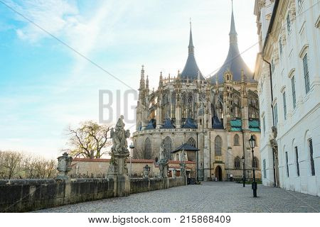 Kutna Hora, Czech Republic - Nivember, 24, 2017: St. Barbara cathidral in Kutna Hora