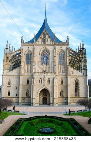Kutna Hora, Czech Republic - Nivember, 24, 2017: St. Barbara cathidral in Kutna Hora
