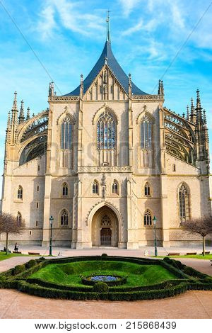 Kutna Hora, Czech Republic - Nivember, 24, 2017: St. Barbara cathidral in Kutna Hora
