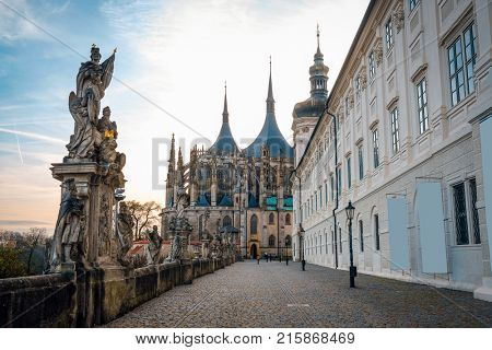 Kutna Hora, Czech Republic - Nivember, 24, 2017: St. Barbara cathidral in Kutna Hora