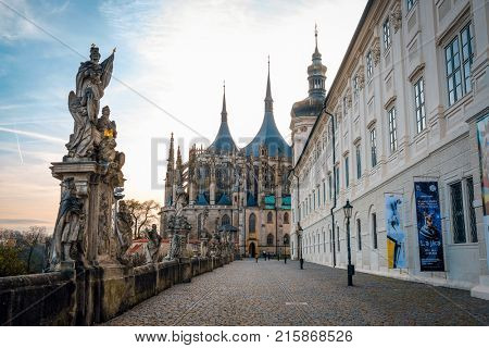 Kutna Hora, Czech Republic - Nivember, 24, 2017: St. Barbara cathidral in Kutna Hora