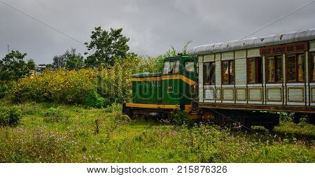 Old Train Running On Track In Dalat, Vietnam