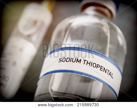 Vial With Sodium Thiopental Used For Euthanasia And Lethal Inyecion In A Hospital