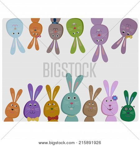 A many cute colorful rabbits conceptual vector