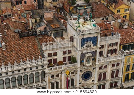 Venice, Italy - October, 2017: Aerial View Of Piazza San Marco And The Campanile In Venice, One Of T