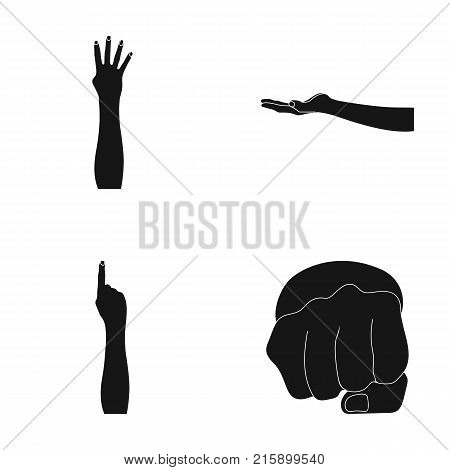 Sign Language black icons in set collection for design.Emotional part of communication vector symbol stock  illustration.