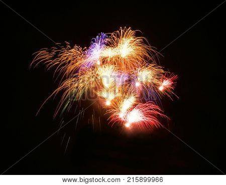Creative fireworks in black background