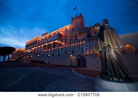 Prince's Palace in Monaco-ville at night Monaco