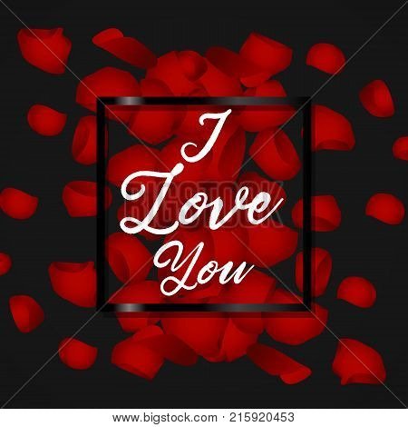 Happy Valentines Day card with flower petals