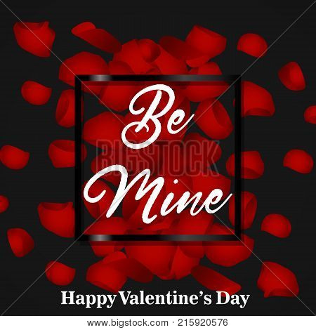 Happy Valentines Day card with flower petals