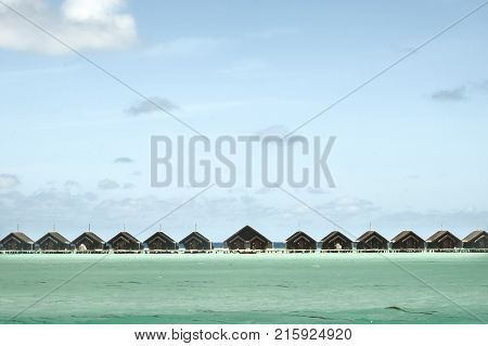 water villas in the Maldives island, tropical,