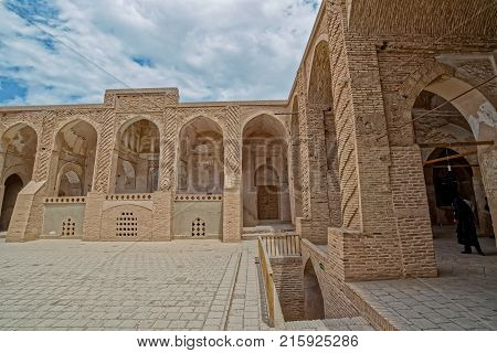 Beautiful inner courtyard buildings of the Jame mosque at Nain.