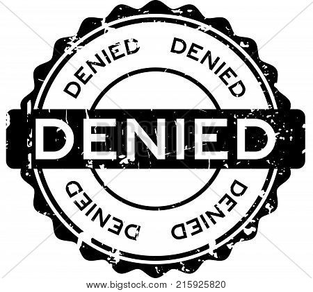 Grunge black denied wording round rubber seal stamp on white background