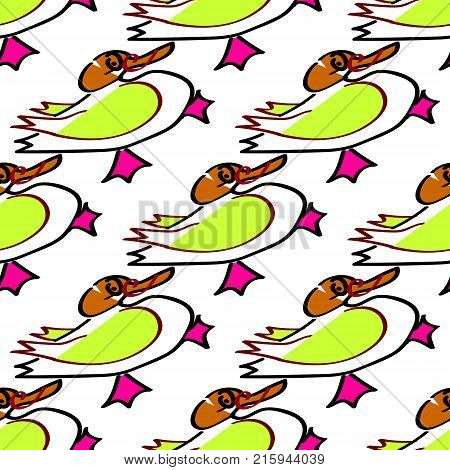 seamless background colorful duck child s drawing handmade
