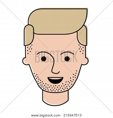 male face with stubble beard and side parted hairstyle in watercolor silhouette vector illustration
